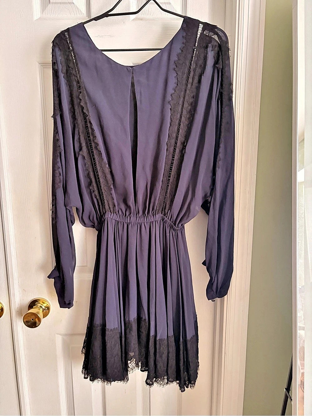 Free People Woodland Whispers Mini Dress in Black Fall Autumn